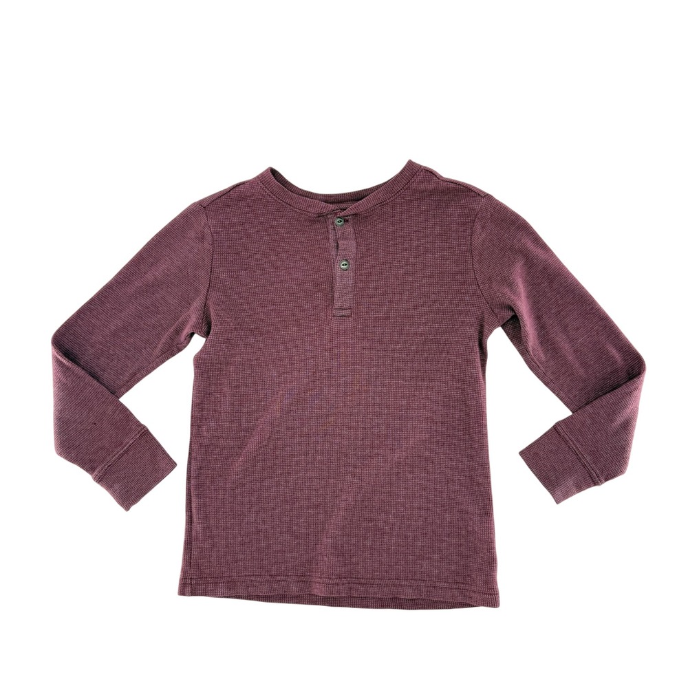 The Childrens Place‎ Long Sleeve Waffle Knit Henley Shirt Burgundy Size S 5 6